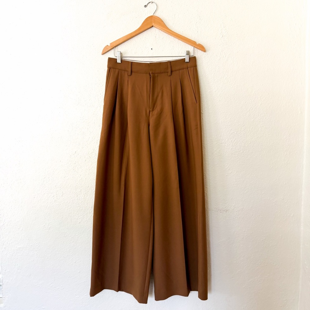 Madewell The Harlow Wool Blend Super Wide-Leg Trouser in Camel - Picture 2 of 9